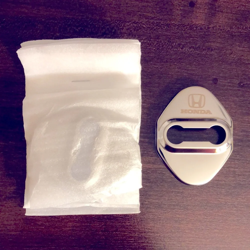 Honda Civic Accord CR-V Stainless Steel Door Lock Door Striker Cover Set of 4 - Picture 4 of 10